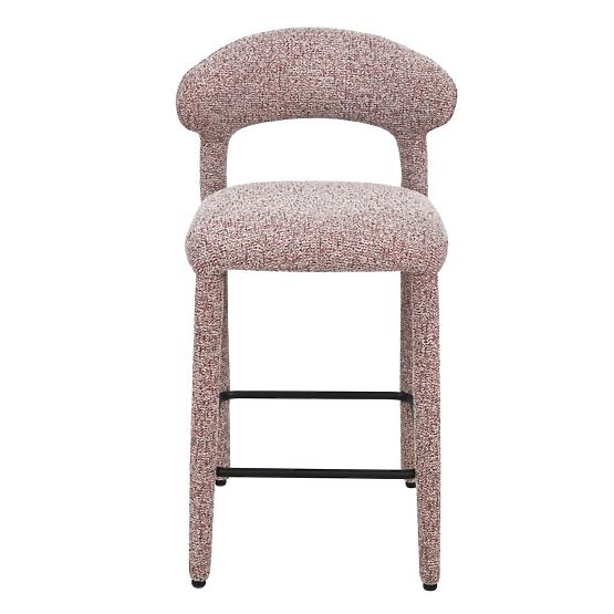 Upholstered Bar Stool Hiroki, Beige-Burgundy Mix
