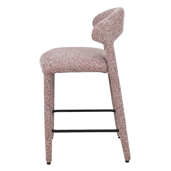 Upholstered Bar Stool Hiroki, Beige-Burgundy Mix