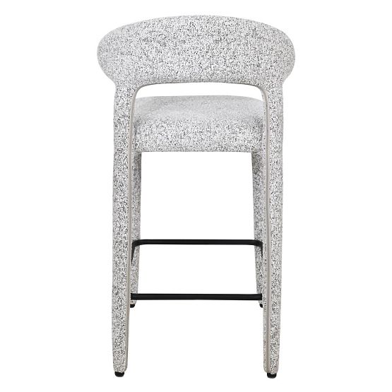 Upholstered Bar Stool Hiroki, Beige-Grey Melange