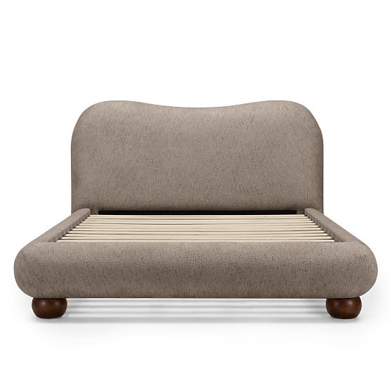 Upholstered Bed Bowee 160x200 cm, with Slats, Gray, Ball Legs