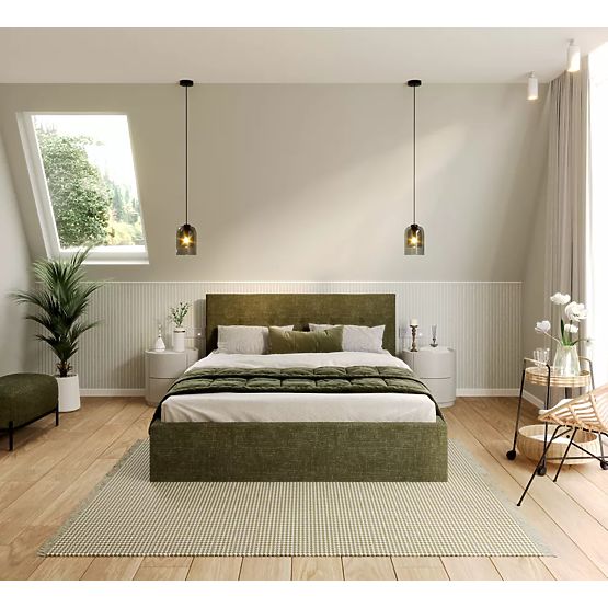 Upholstered bed TULSA 120 x 200 cm - Olive green