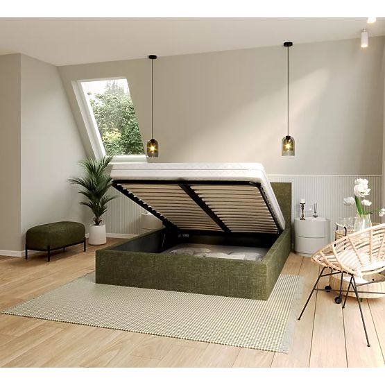 Upholstered bed TULSA 180 x 200 cm - Olive green
