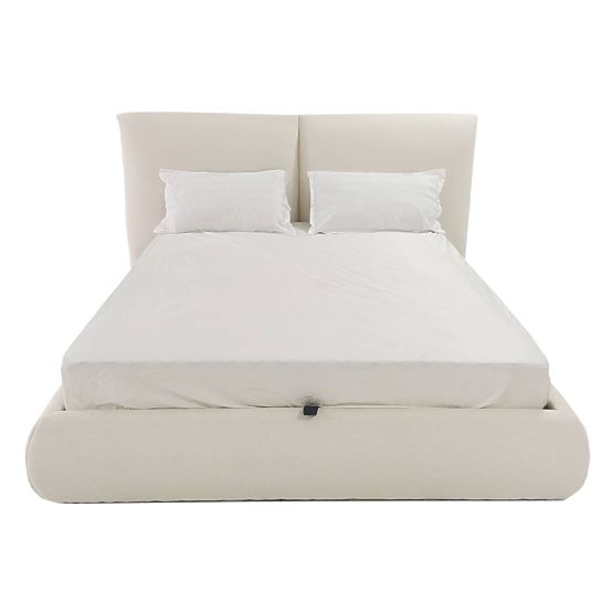 Upholstered Bed Yunar 160x200 cm, with Slats and Storage, Beige