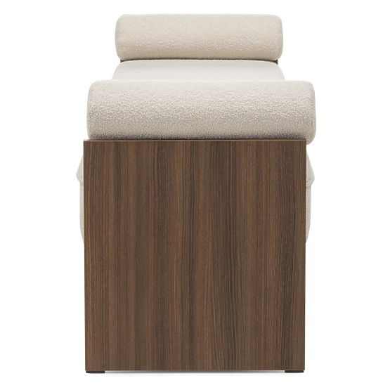Upholstered Bench Loppo Light Beige, Boucle, Walnut Wisconsin