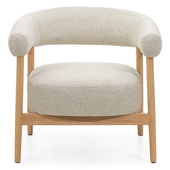 Upholstered Chair/Armchair Montepulciano, Light Beige/Oak Wood, Rounded