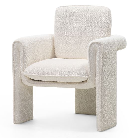 Upholstered Chair Campat White, Rounded