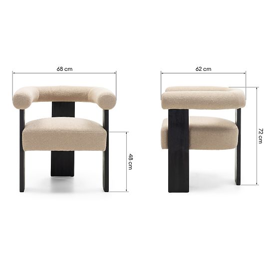 Upholstered Chair Chili Beige/Black, Rubberwood