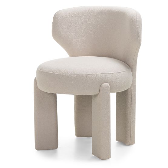 Upholstered Chair Elaine Cream, Boucle, Rounded Shapes