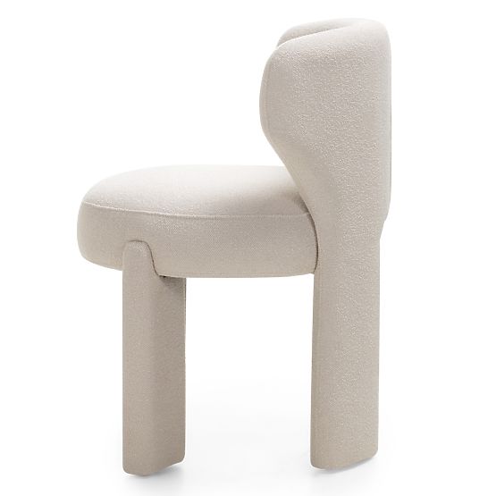 Upholstered Chair Elaine Cream, Boucle, Rounded Shapes