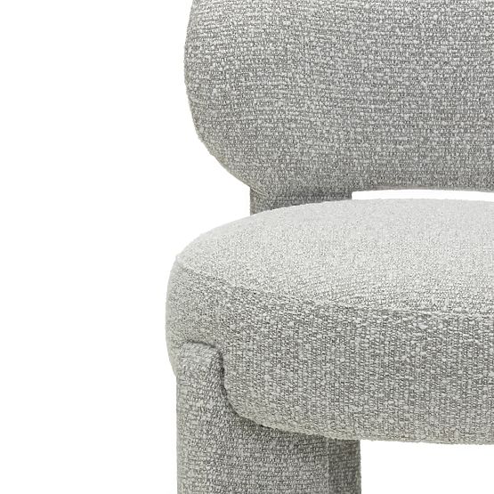 Upholstered Chair Falone Gray, Boucle, Rounded Shapes