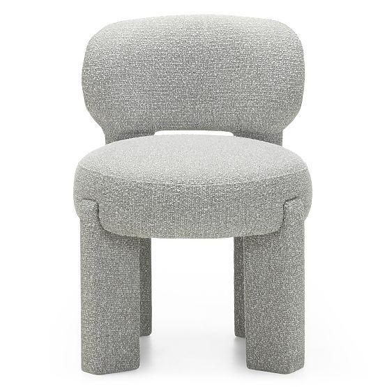 Upholstered Chair Falone Gray, Boucle, Rounded Shapes