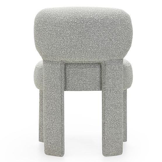 Upholstered Chair Falone Gray, Boucle, Rounded Shapes