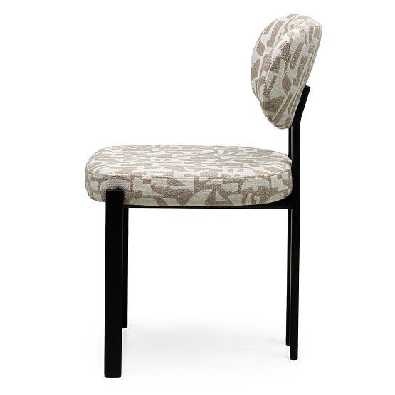 Upholstered Chair Flare, Beige-Cream/Black Legs
