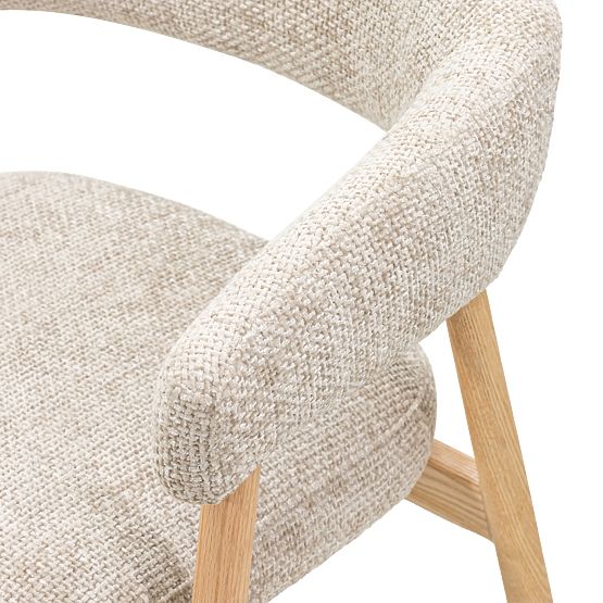Upholstered Chair Giovani, Beige/Oak Wood, Rounded