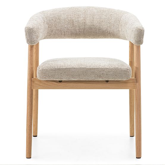 Upholstered Chair Giovani, Beige/Oak Wood, Rounded
