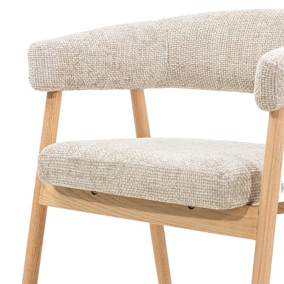 Upholstered Chair Giovani, Beige/Oak Wood, Rounded