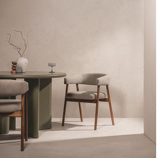 Upholstered Chair Giovani, Light Brown/Oak Wood, Rounded