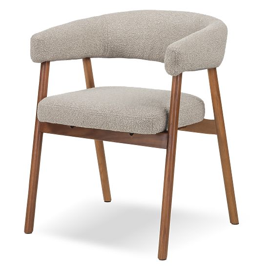 Upholstered Chair Giovani, Light Brown/Oak Wood, Rounded