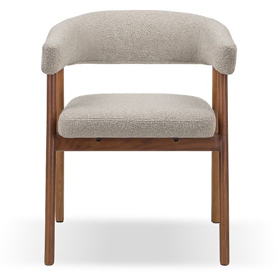 Upholstered Chair Giovani, Light Brown/Oak Wood, Rounded