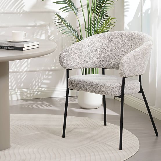 Upholstered Chair Lamu, Beige Mélange/Black Legs