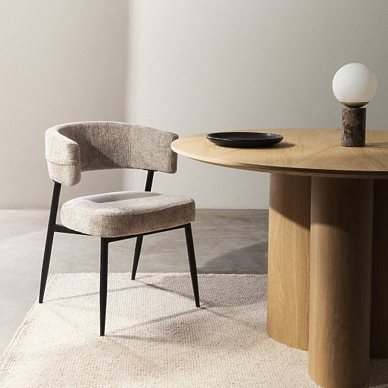 Upholstered Chair Rosario Beige/Black Legs