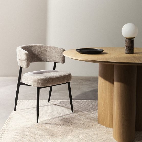 Upholstered Chair Rosario Beige/Black Legs