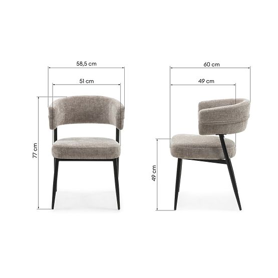 Upholstered Chair Rosario Beige/Black Legs