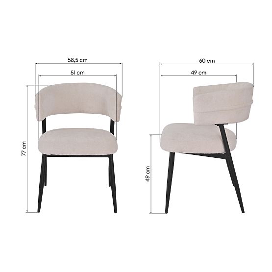 Upholstered Chair Rosario Cream/Black Legs
