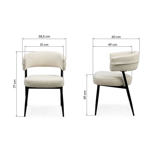 Upholstered Chair Rosario Cream/Black Legs