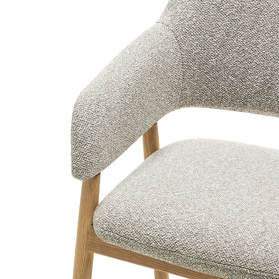 Upholstered Chair Sanremo Light Gray, Boucle/Oak