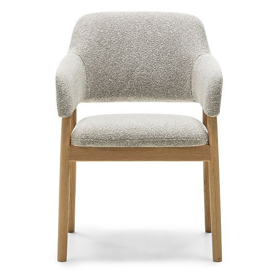 Upholstered Chair Sanremo Light Gray, Boucle/Oak