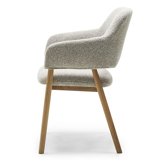 Upholstered Chair Sanremo Light Gray, Boucle/Oak