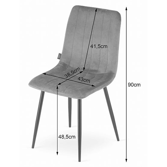 Upholstered Chair Set of 4 - Dark Gray Velvet
