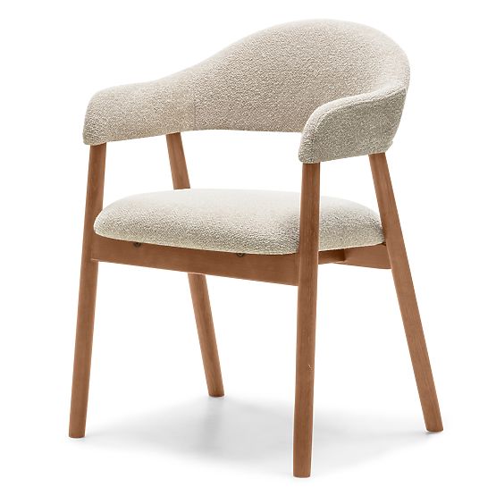 Upholstered Chair Sorrento, Beige, Boucle/Light Walnut