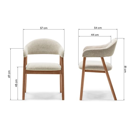 Upholstered Chair Sorrento, Beige, Boucle/Light Walnut