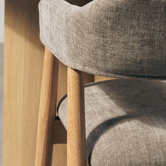 Upholstered Chair Sorrento, Dark Beige, Oak