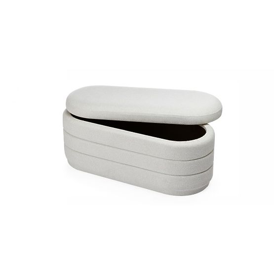 Upholstered Layer Pouf with Storage, Beige