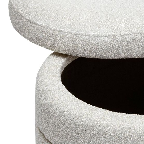 Upholstered Layer Pouf with Storage, Beige