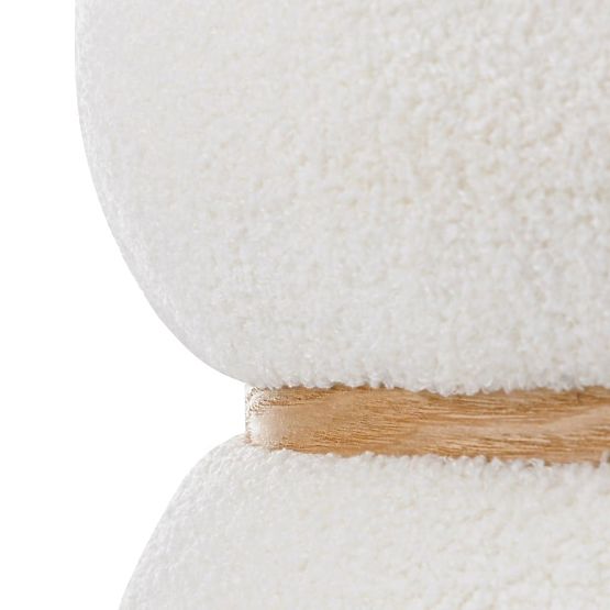 Upholstered Pouf Muss, Round, White, Boucle
