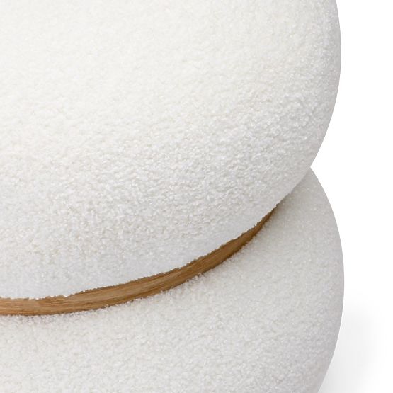 Upholstered Pouf Muss, Round, White, Boucle