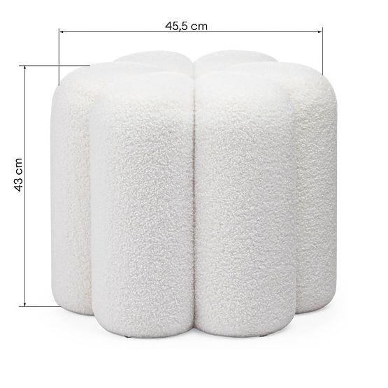 Upholstered Pouf Quad, White, Boucle