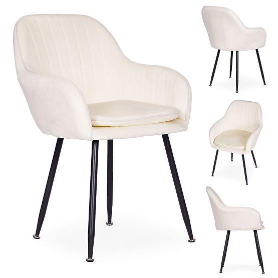 Upholstered Velvet Modern Dining and Living Room Chair Cream ModernHome