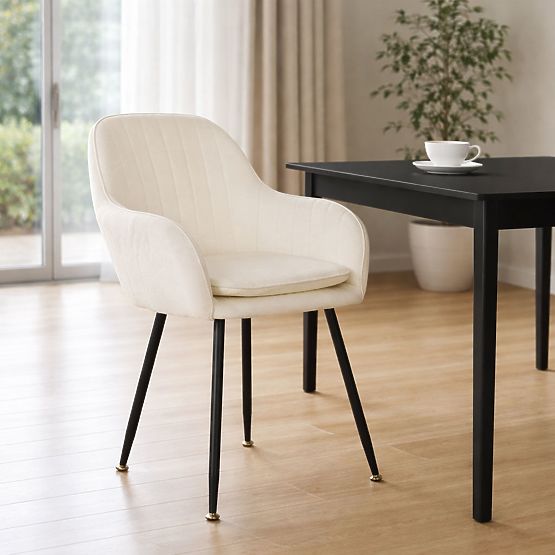 Upholstered Velvet Modern Dining and Living Room Chair Cream ModernHome