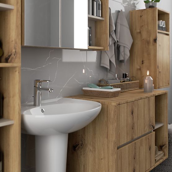 VAMI Hanging Bathroom Furniture Set Artisan Oak / Cashmere