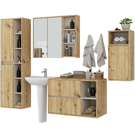 VAMI Hanging Bathroom Furniture Set Artisan Oak / Cashmere
