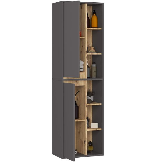 VAMI W50 2D 6P GRAPHITE GRAY / ARTISAN OAK WALL-MOUNTED BATHROOM CABINET