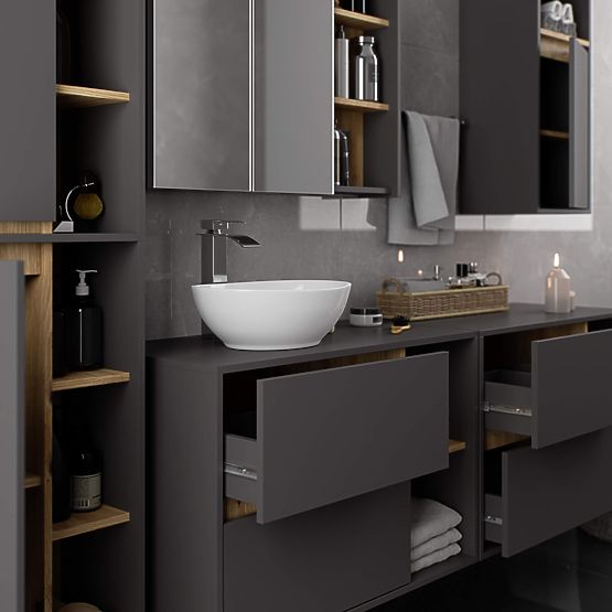 WALL-MOUNTED BATHROOM CABINET VAMI W50 GRAPHITE GRAY / ARTISAN OAK
