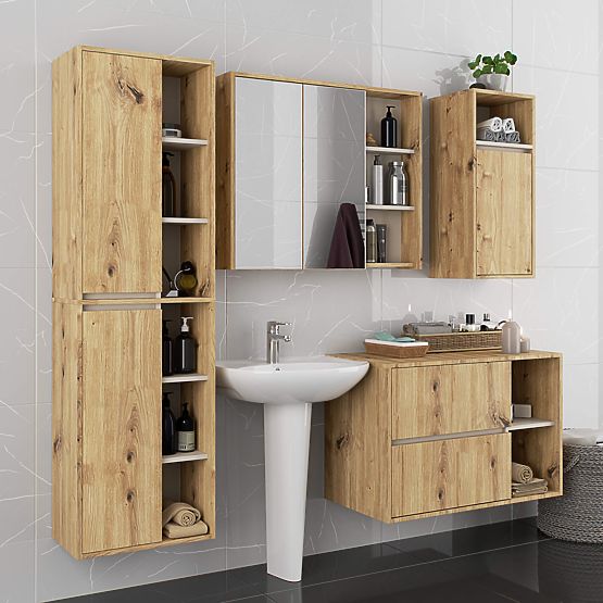 BATHROOM WALL CABINET VAMI W50 OAK ARTISAN / CASHMERE