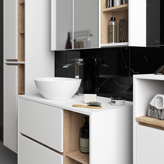 VAMI W50 2D 6P White / Sonoma Oak Wall-Mounted Bathroom Cabinet