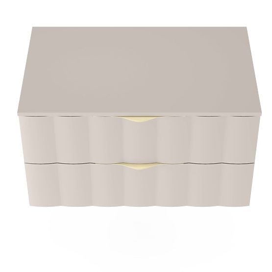 Vanity Cabinet for Countertop Omi 80 cm, Wavy Front Panel, Gold Handles, Cashmere Beige